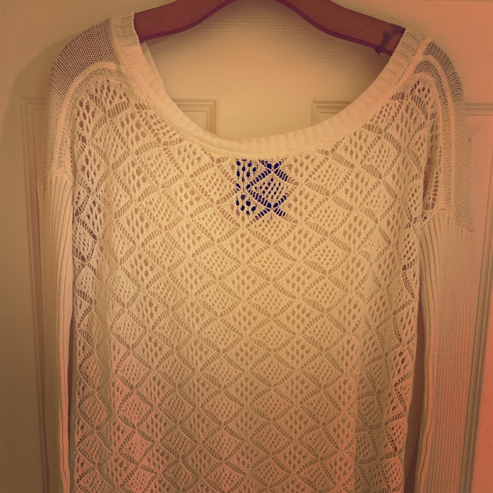 Gently used cream open knit cotton sweater tunic